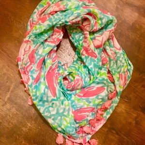 Lilly Pulitzer Lobstah Roll Tassel Infinity Scarf